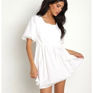 LUSUANA SOPHIA OPEN BACK MINI WHITE POPLIN DRESS SIZE Small